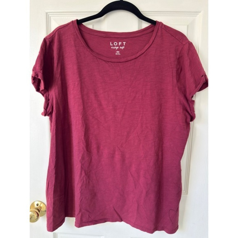 LOFT Vintage Soft Burgundy‎ Crew Neck T Shirt Size XXL